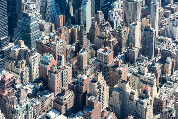A view over towers and acommodation blocks in Midtown Manhattan, New York City.
