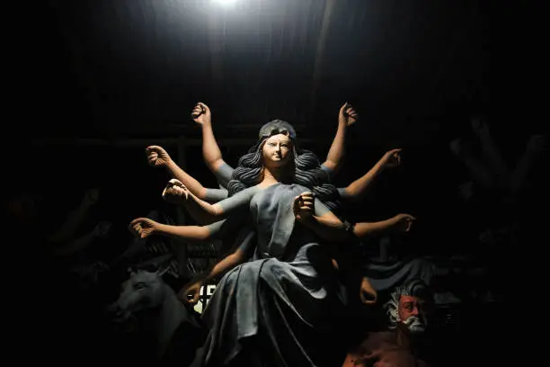 Godess Durga idol in a Pandal.Durga Puja is the most important worldwide hindu festival for Bengali