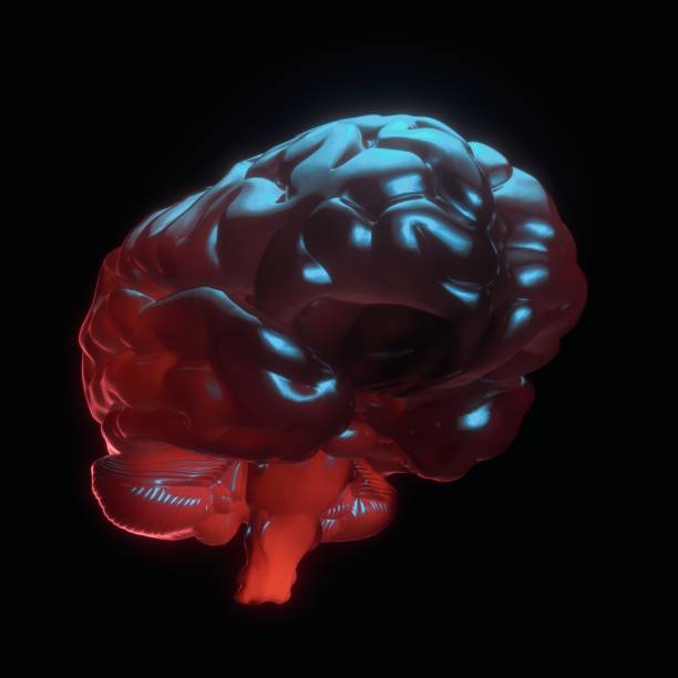 istock Neon human brain. Neurotechnology concept 3d illustration. Advanced medicine 1269133835