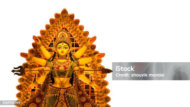 Godess Durga Idol In A Pandaldurga Puja Is The Most Important Worldwide Hindu Festival For Bengali Stock Photo - Download Image Now