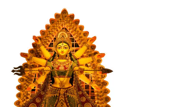 Godess Durga idol in a Pandal.Durga Puja is the most important worldwide hindu festival for Bengali