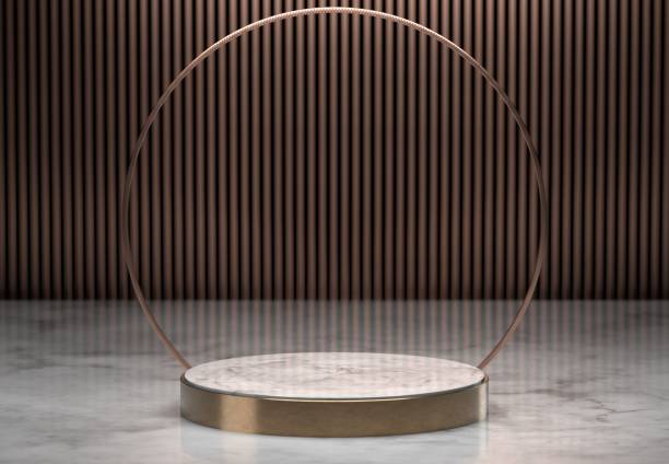 istock Pedestal with luxury marble and gold 1269140462