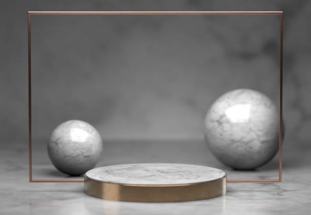 istock Pedestal with luxury marble and gold 1269140475