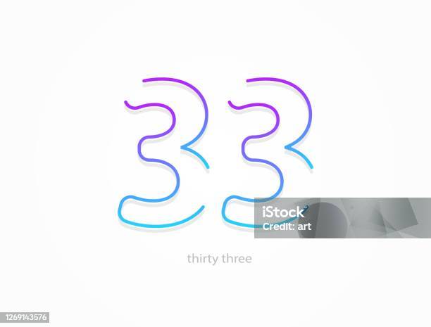 33. Text 33 Number Outline Stroke Gradient Font Trendy Dynamic Creative Style ...