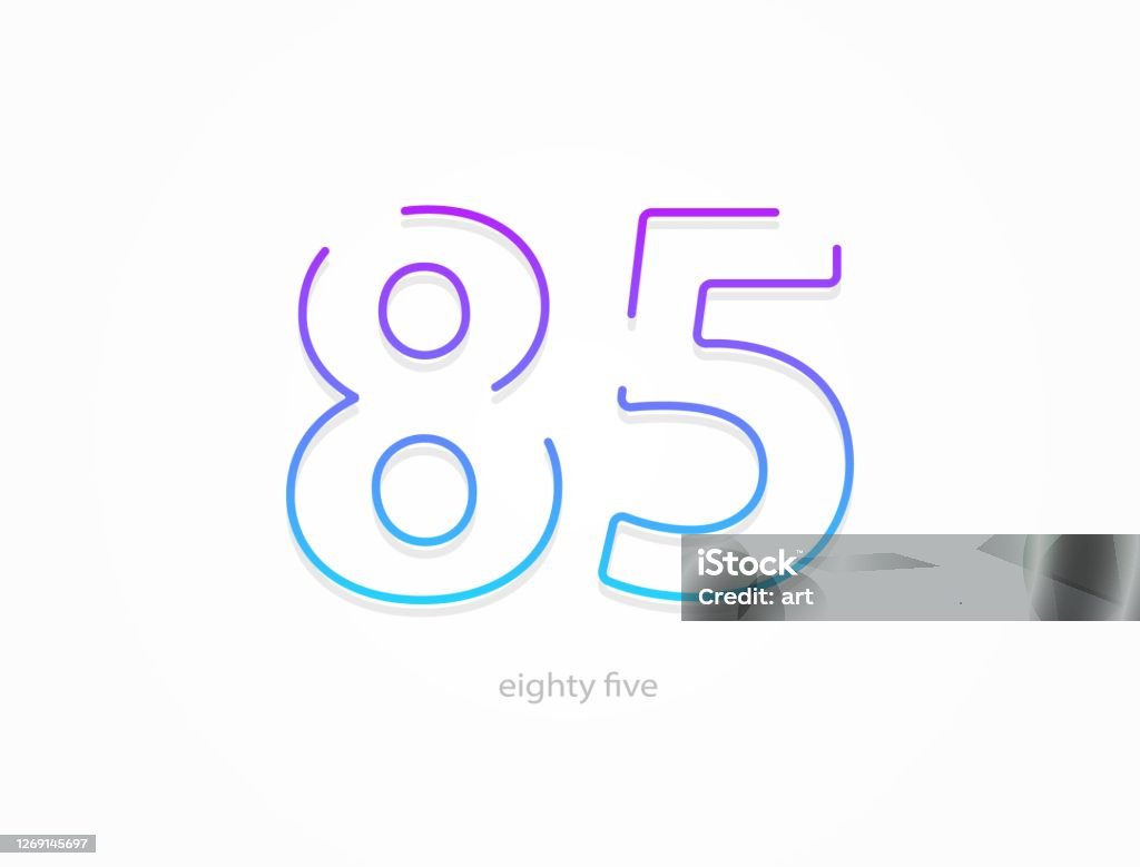 Cursive 85 Icon 85 Number Outline Stroke Gradient Font Trendy Dynamic Creative Style ...