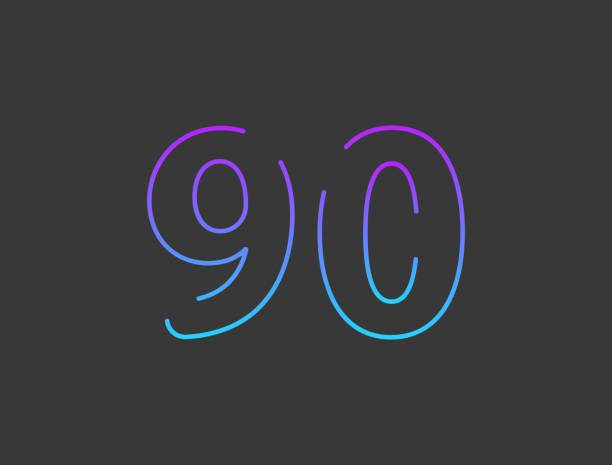 istock 90 number, outline stroke gradient font. Trendy, dynamic creative style design. For logo, brand label, design elements, application and more. Isolated vector illustration 1269146277