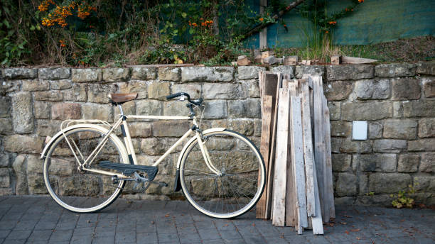 istock Vintage beige ride bike parked 1269147739