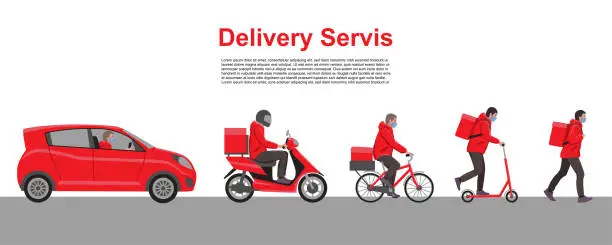 Vector illustration of Delivery service set. Delivery home and office to the pandemic