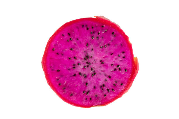 istock Dragon fruit slice, pitaya close up extreme macro. 1269148235
