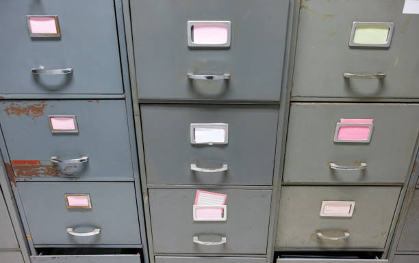 istock Old filing cabinet with the label frame. 1269150437