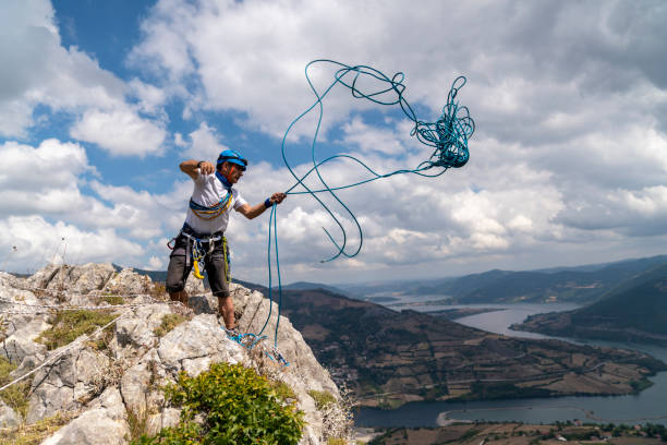 Climbing ropes and carabiner.