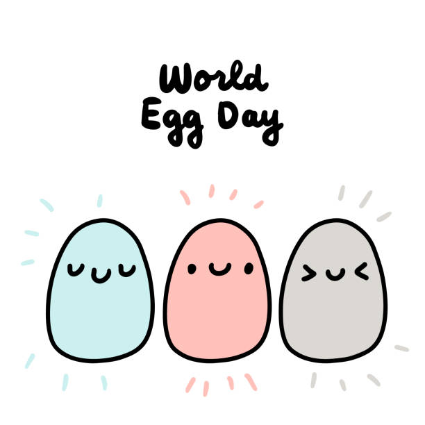 World egg day hand drawn vector illustration in cartoon doodle style holiday World egg day hand drawn vector illustration in cartoon doodle style holiday expressive faces World Egg Day stock illustrations