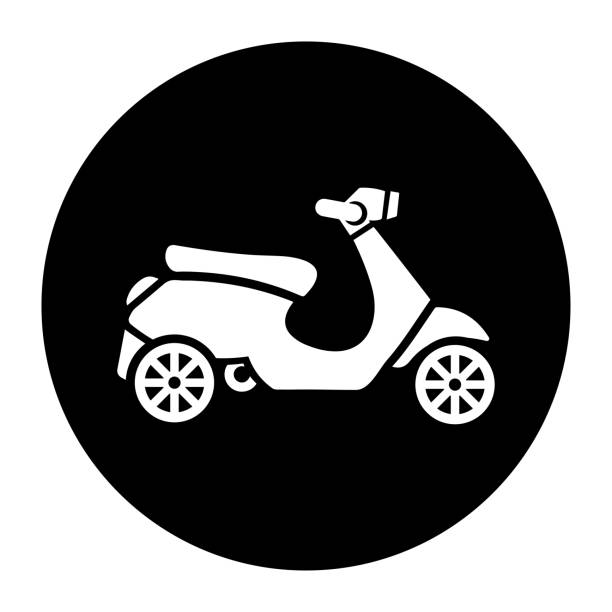 ilustrações de stock, clip art, desenhos animados e ícones de bike, black vespa scooter icon. vector design is isolated on a white background - vespa scooter
