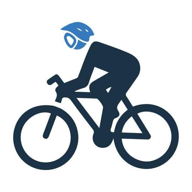 велосипед, езда на велосипеде, икона езды. пр�остой вектор на изолированном белом фоне - bicycle wheel stock illustrations
