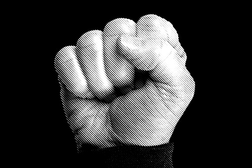 Hand making fist on black background with image technique ++no similars of this fist in my portfolio++