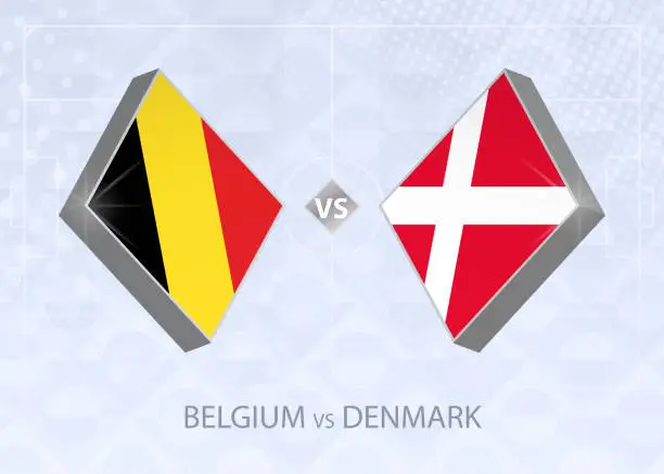 Vector illustration of Belgium vs Denmark, League A, Group 2. European Football Competition.