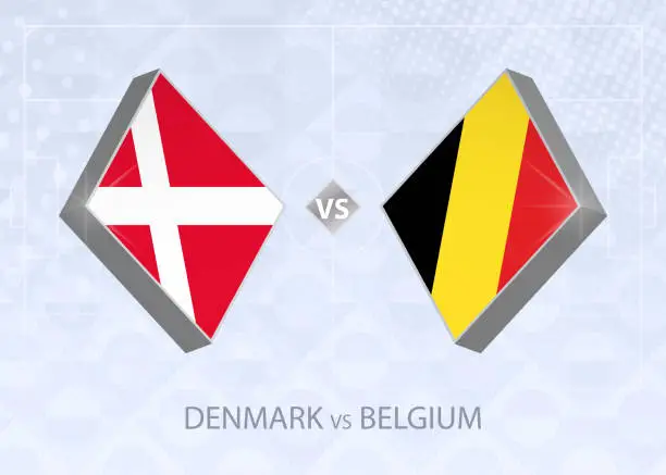 Vector illustration of Denmark vs Belgium, League A, Group 2. European Football Competition.