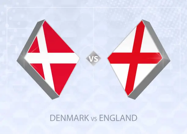 Vector illustration of Denmark vs England, League A, Group 2. European Football Competition.