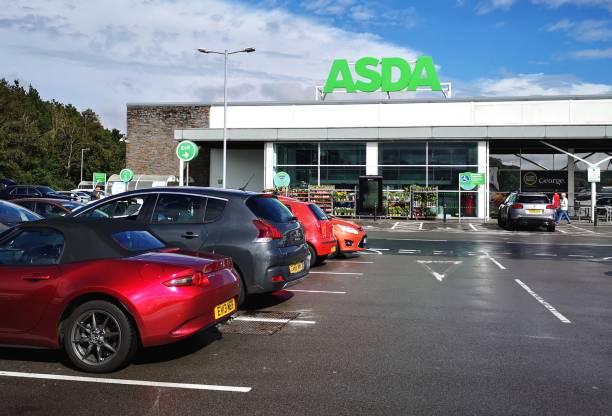 Asda Supermarket - UK Swansea, UK: August 27, 2020: Asda Supermarket. Asda Stores Limited is an American-owned, British-founded supermarket retailer, headquartered in Leeds, West Yorkshire. asda photos stock pictures, royalty-free photos & images