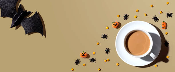 istock Halloween theme with a cup of coffee 1269164752