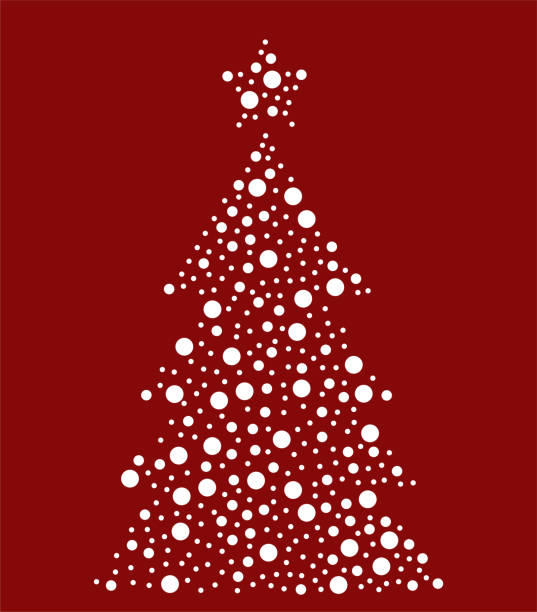 Christmas tree paint by dots of different sizes. Template for laser cutting. Large and small dots in triangle shape. Christmas tree paint by dots of different sizes. Template for laser cutting. Large and small dots in triangle shape. christmas chaos stock illustrations