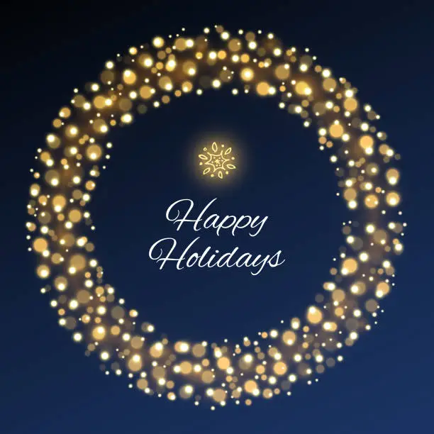 Vector illustration of Simple golden lights Christmas circle