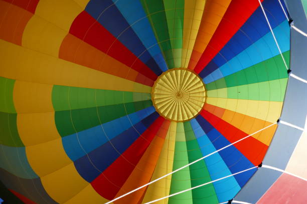 istock Rainbow colored inside of inflated hot air balloon 1269168911