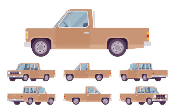 istock Pickup truck brown set with cab and open cargo area 1269172127