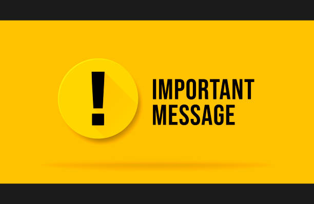 Yellow Important message popup. Attention please bubble isolated on white. Yellow Important message popup. Attention please bubble banner. Simple style trend modern error logotype graphic art design element. Concept of web urgent message or caution info. important message stock illustrations