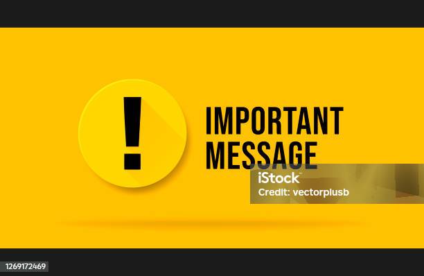 Yellow Important Message Popup Attention Please Bubble Isolated On White Stock Illustration - Download Image Now