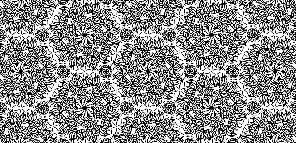 Beautiful illustration of monochromatic symmetrical patterns and designs. Concept of home decor and interior designing