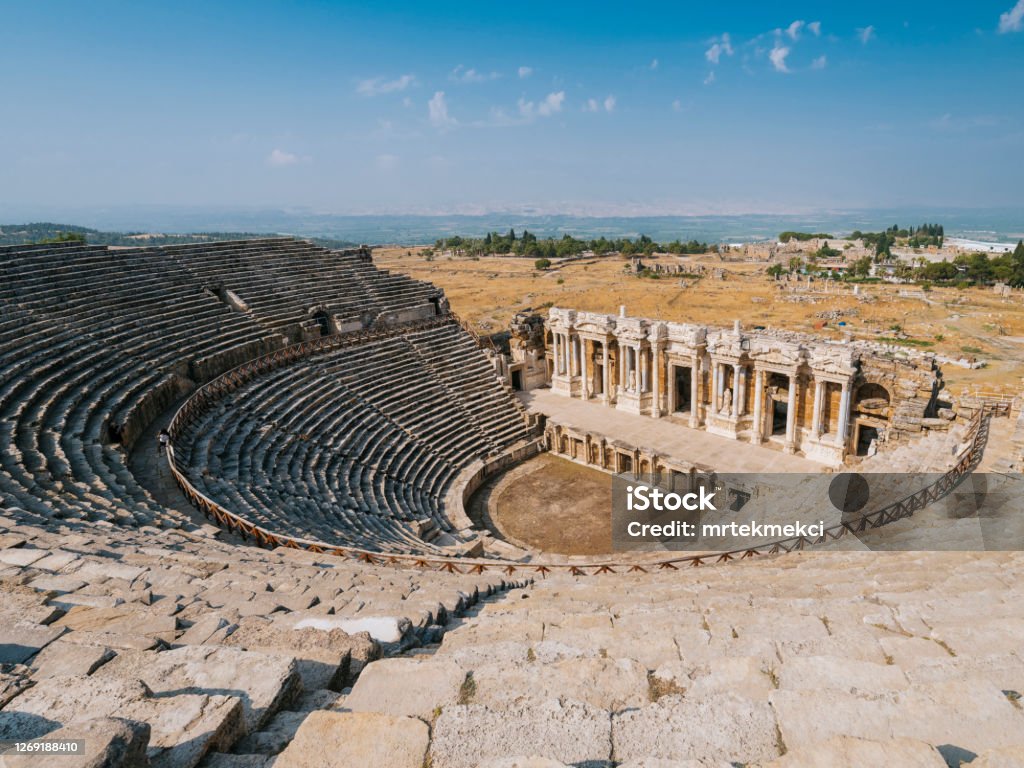 Hierapolis Theater in Turkey Capital Cities, Famous Place, Stone Material, Pamukkale, Hierapolis Türkiye - Country Stock Photo