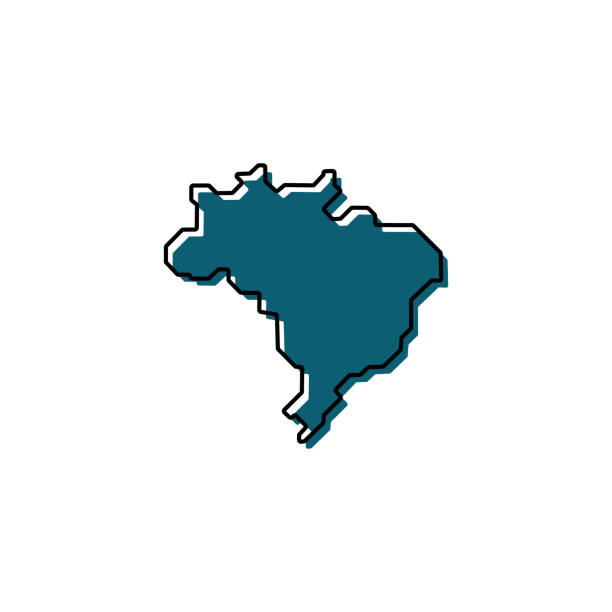 ilustrações, clipart, desenhos animados e ícones de mapa de contorno azul da ilustração vetorial do brasil - mapa brazil 3d