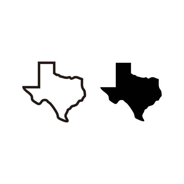 ilustraciones, imágenes clip art, dibujos animados e iconos de stock de icono del mapa de texas aislado sobre fondo blanco - texas