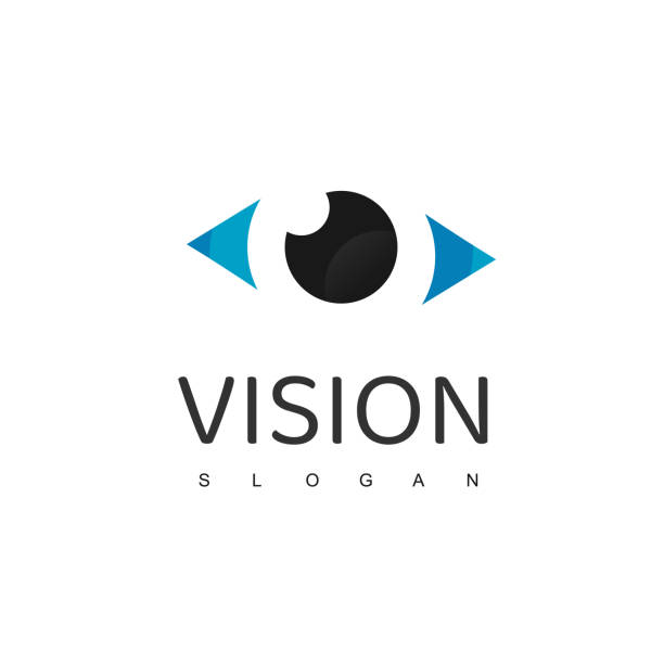 Vision Logo With Eye Symbol Eye Icon Design Inspiration blue iris stock illustrations