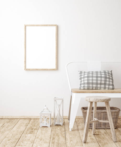 istock Mockup frame in farmhouse living room interior 1269203389