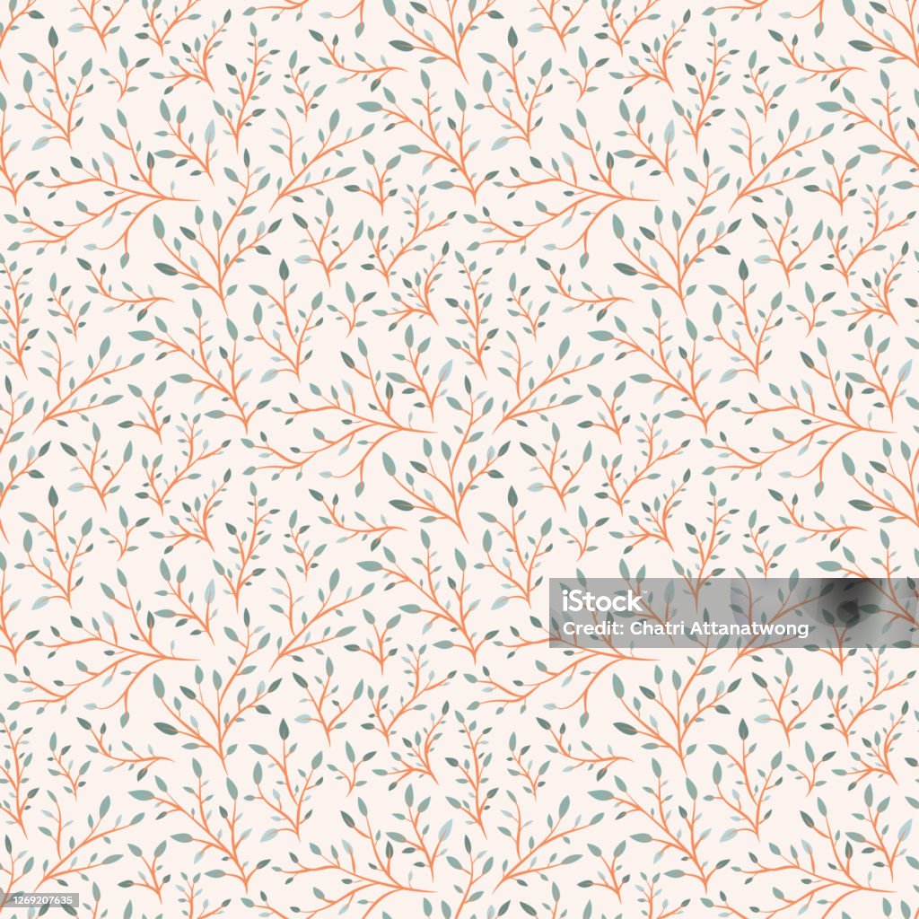 Branch And Leaves Seamless Pattern Nature Background Stock Illustration ...