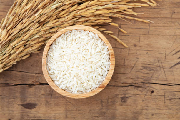 istock Jasmine rice in bowl on wooden table 1269231955