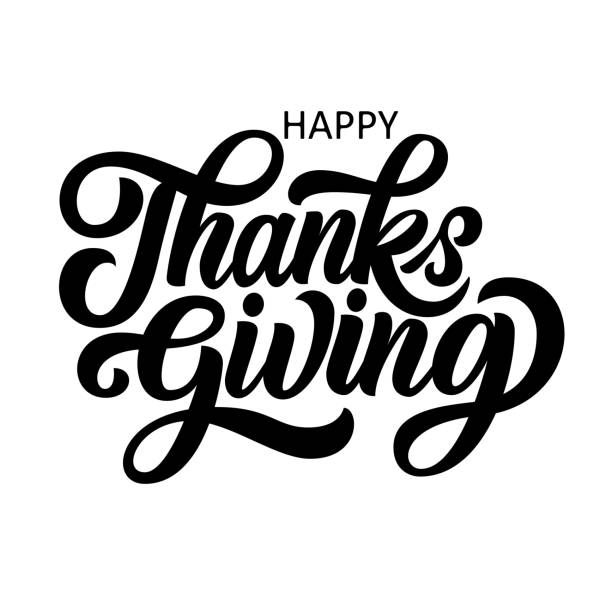 Happy thanksgiving brush hand lettering, isolated on white background. Happy thanksgiving brush hand lettering, isolated on white background. Calligraphy vector illustration. Can be used for holiday type design. happy thanksgiving stock illustrations