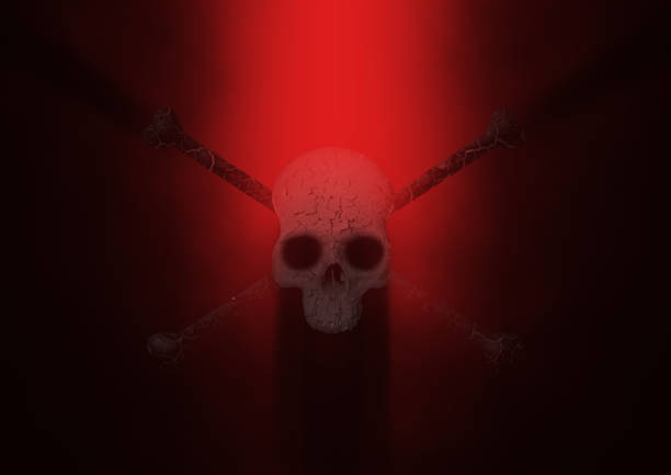 3D illustration of an abstract skull floating in the dark