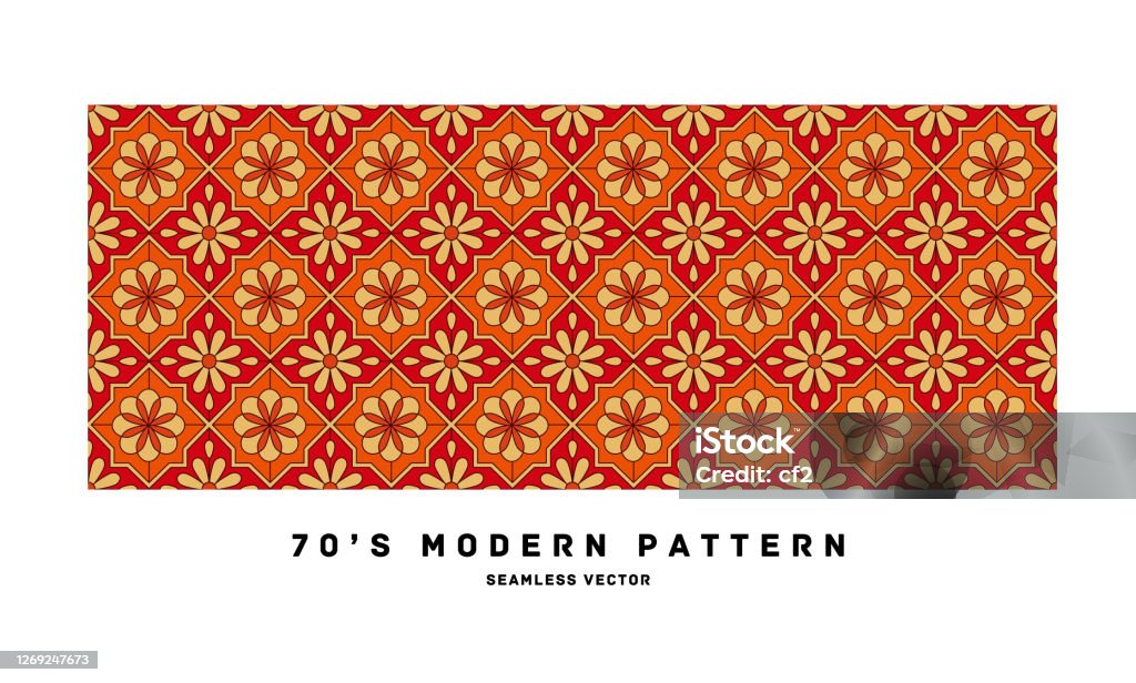 70s Red Pattern 70s Retro Seamless Pattern Material Vector Illustration Stock ...