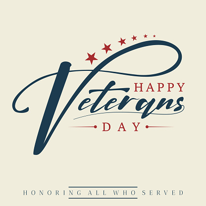 Happy Veterans day letter vintage style emblem background. November 11 holiday background. Vector illustration EPS.8 EPS.10