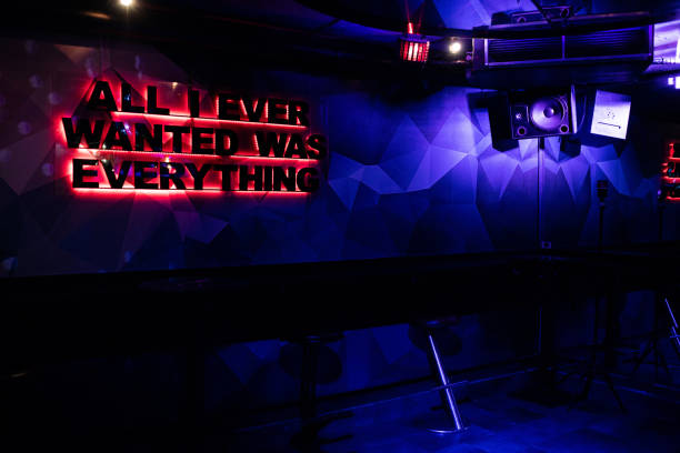 Neon sing on the wall in nightclub
