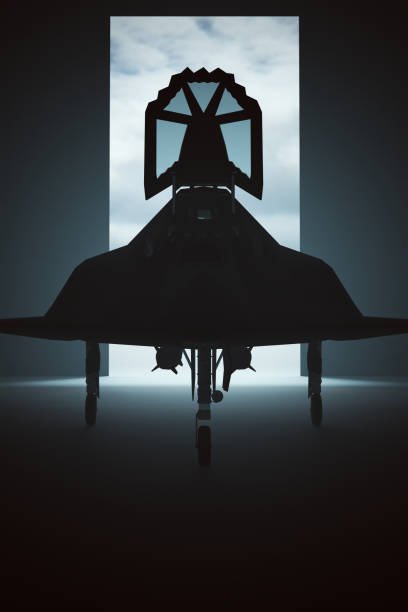 istock Stealth BomberJet Aircraft in a Dark Hanger 1269262564