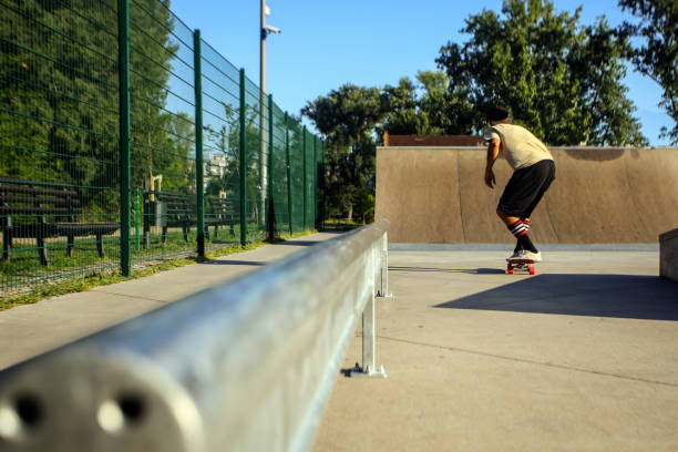 istock Skateboarding in a skate park 1269268369