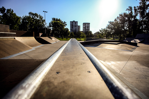 Skate park in a city