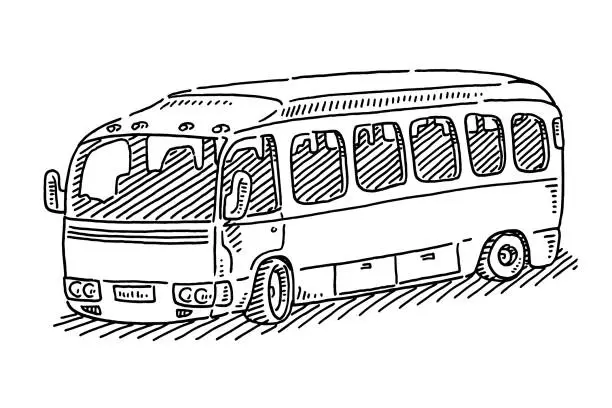 Vector illustration of Bus Public Transportation Symbol Drawing