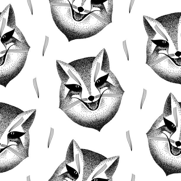 seamless pattern with fox face. sly fox smiles. handmade illustration. Liar, dodger, mischievous, hoaxer. archetype in mythology, folklore, religion. seamless pattern with fox face. sly fox smiles. handmade illustration. Liar, dodger, mischievous, hoaxer. archetype in mythology, folklore and religion. pics of a dodgers stock illustrations