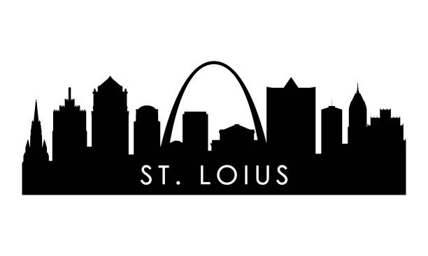 St.Louis skyline silhouette. Black St.Louis city design isolated on white background. St.Louis skyline silhouette. Black St.Louis city design isolated on white background. st louis skyline stock illustrations
