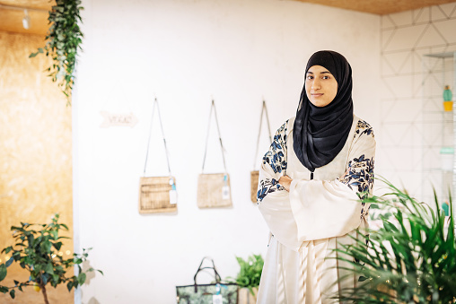 Small business run by Middle Easter woman with hijab
